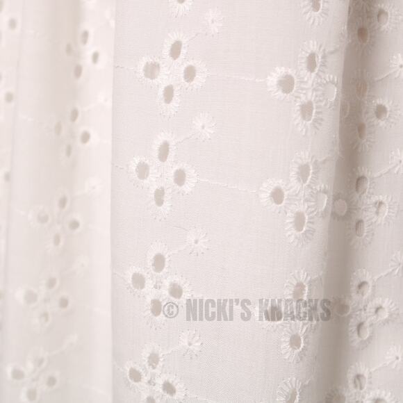 Crystal Doll White Eyelet Flutter Sleeve Shift Mini Dress Pleated Crochet Size M - Picture 6 of 14